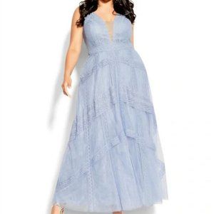 City Chic Periwinkle Divine Whimsy Lace Maxi Dress